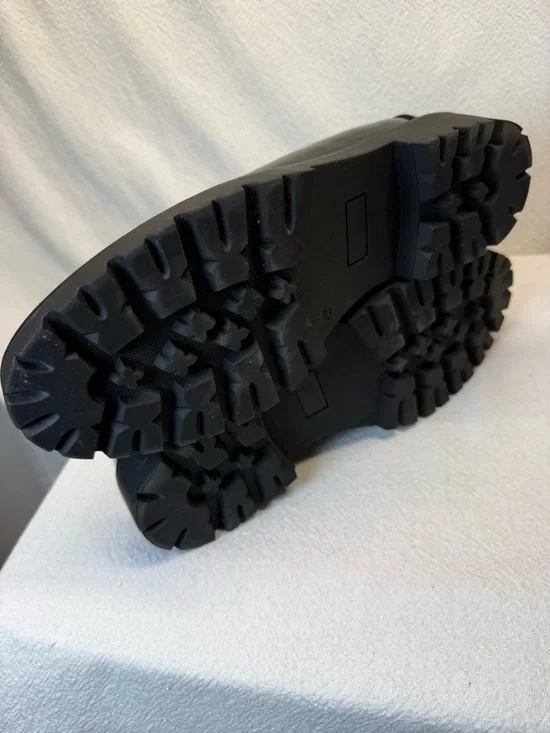 Classic Preppy Penny Loafers Vegan Black Patent Leather SchoolGirl Thick LugSole - Picture 8 of 9